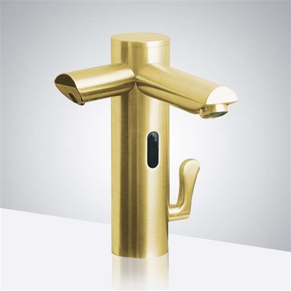 Fontana Lima Commercial Dual Sensor Faucet And Soap Dispenser In Brushed Gold Finish